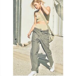 Free People FP Movement Voyage Pants Cargo Straight Leg Desert Taupe Size M